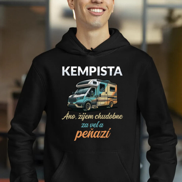 Kempista - Áno, žijem chudobne za veľa peňazí  - pánska mikina s potlačou