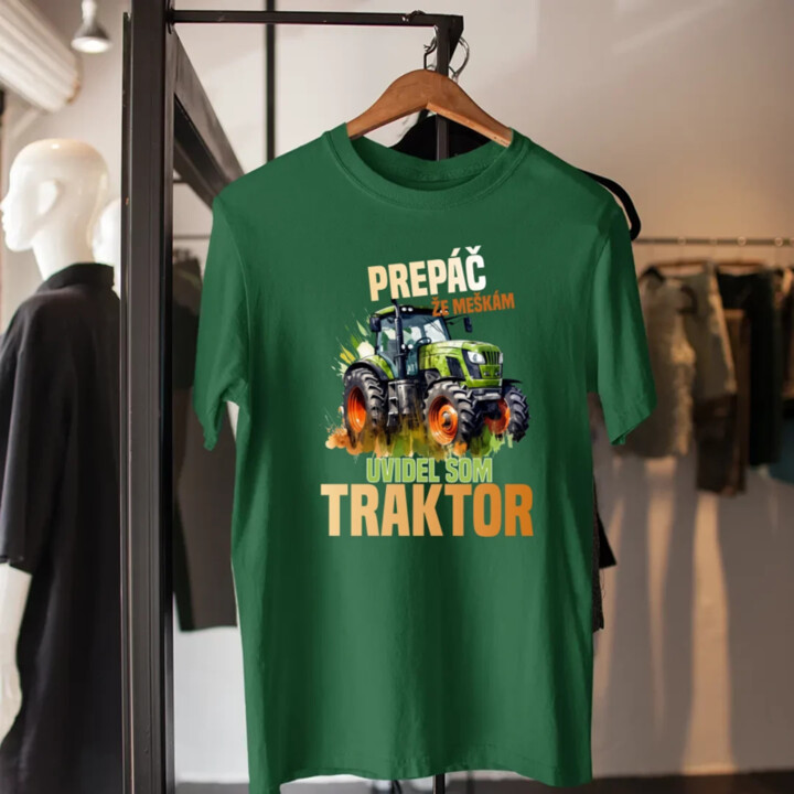 Prepáč že meškám, uvidel som traktor - pánske tričko s potlačou