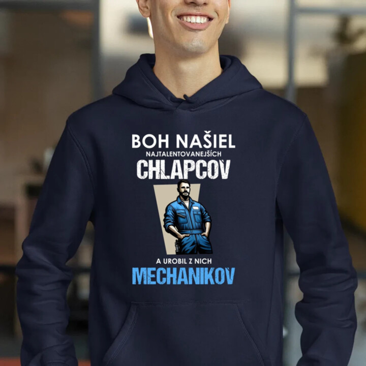 Boh našiel najtalentovanejších chlapcov a urobil z nich mechanikov  - pánska mikina s potlačou