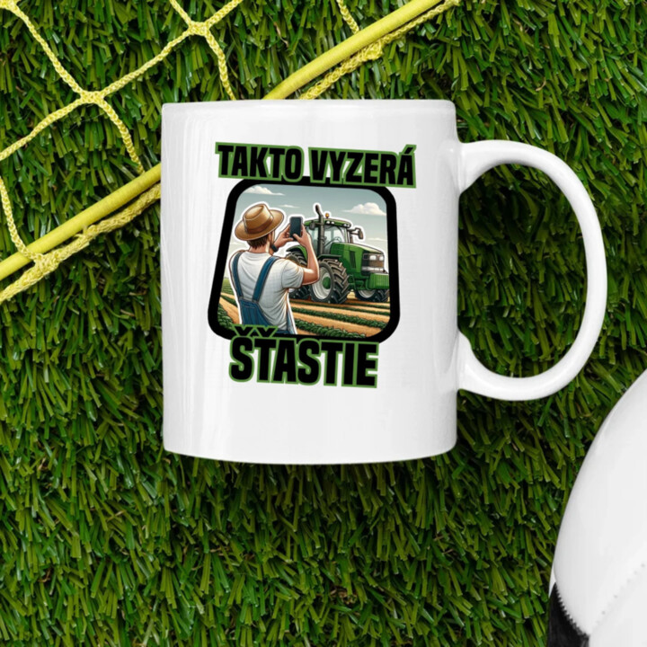Takto vyzerá šťastie -farmár - keramický hrnček s potlačou
