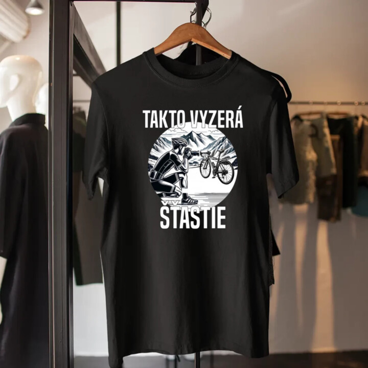 Takto vyzerá šťastie - cyklista - pánske tričko s potlačou