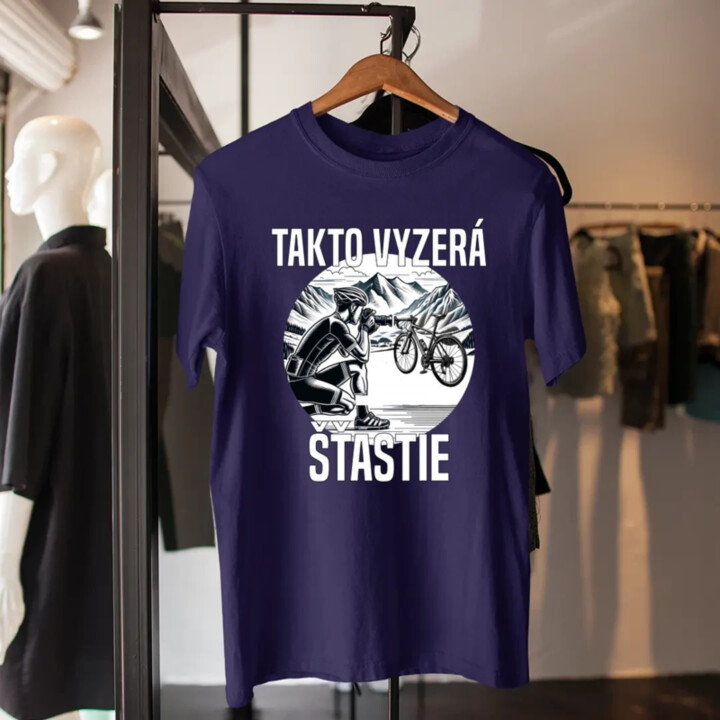 Takto vyzerá šťastie - cyklista - pánske tričko s potlačou