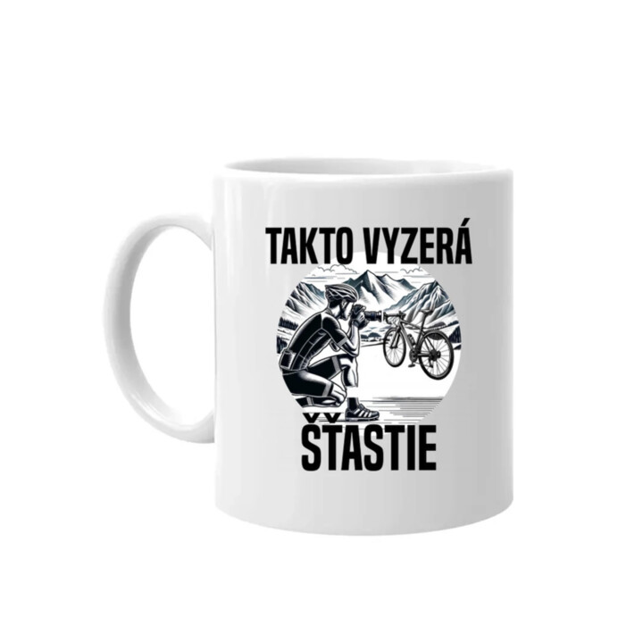 Takto vyzerá šťastie - cyklista - keramický hrnček s potlačou