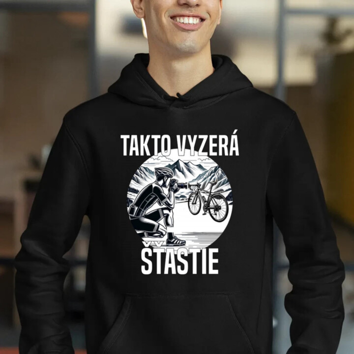 Takto vyzerá šťastie - cyklista  - pánska mikina s potlačou