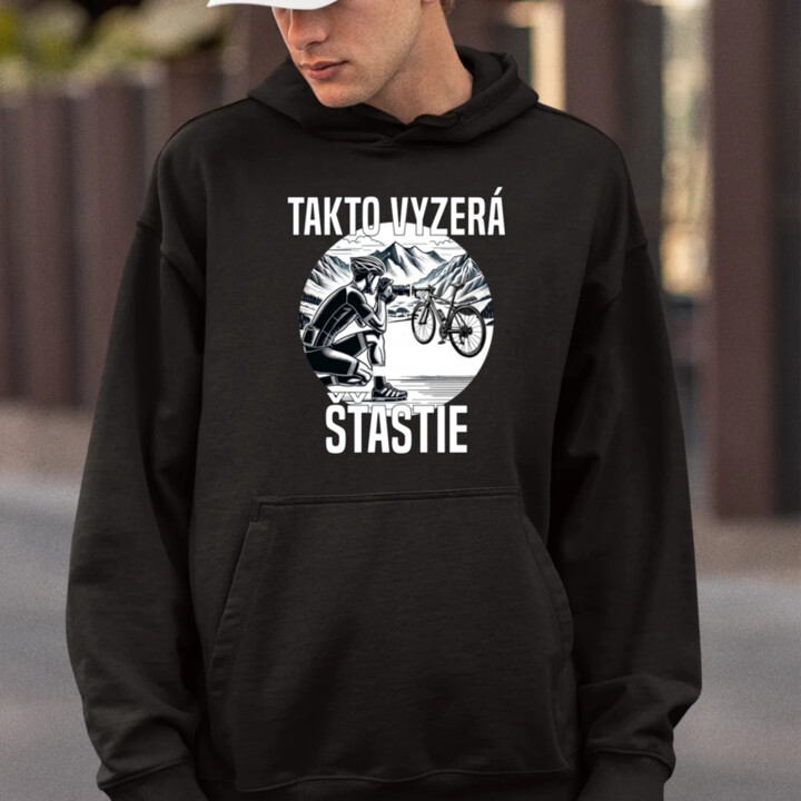 Takto vyzerá šťastie - cyklista  - pánska mikina s potlačou