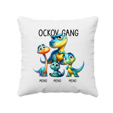 Ockov Gang (dinosaurov) - tri deti - vankúš s potlačou - personalizovaný produkt