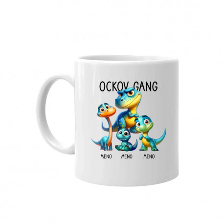 Ockov Gang (dinosaurov) - tri deti - keramický hrnček s potlačou - personalizovaný produkt