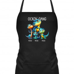 Ockov Gang (dinosaurov) - tri deti - zástera s potlačou - personalizovaný produkt