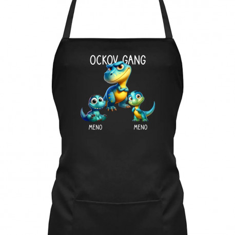 Ockov Gang (dinosaurov) - dve deti - zástera s potlačou - personalizovaný produkt