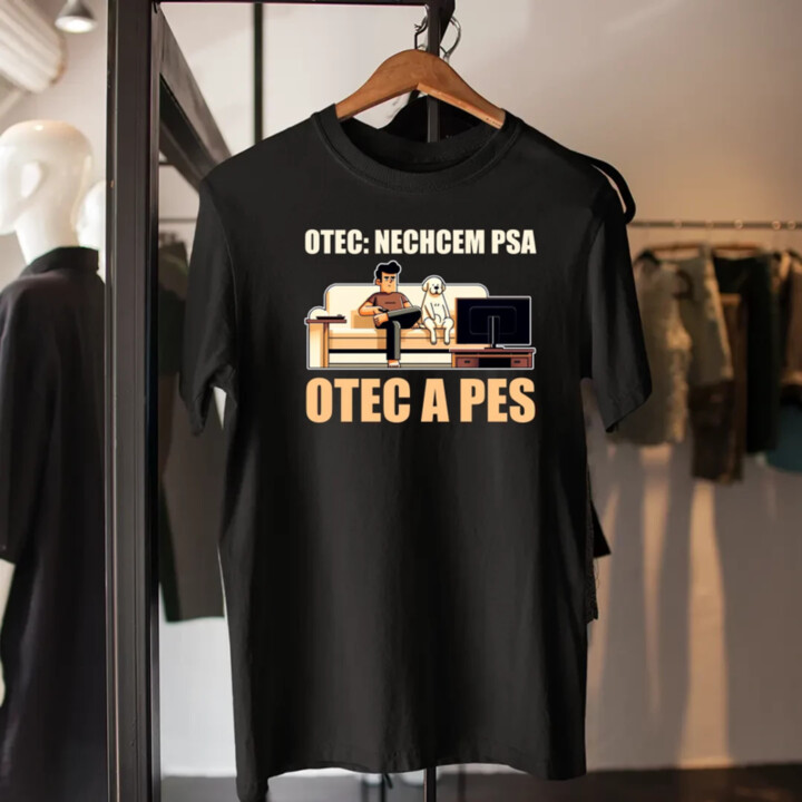 Otec: Nechcem psa, Otec a pes - pánske tričko s potlačou