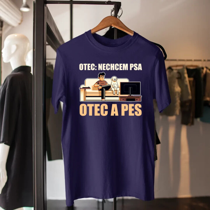 Otec: Nechcem psa, Otec a pes - pánske tričko s potlačou