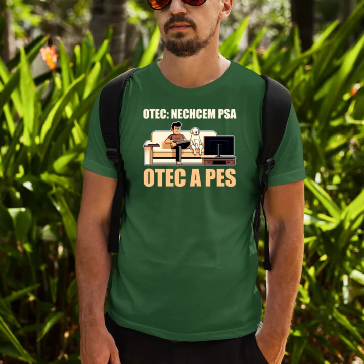 Otec: Nechcem psa, Otec a pes - pánske tričko s potlačou