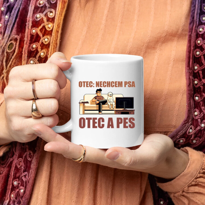 Otec: Nechcem psa, Otec a pes - keramický hrnček s potlačou