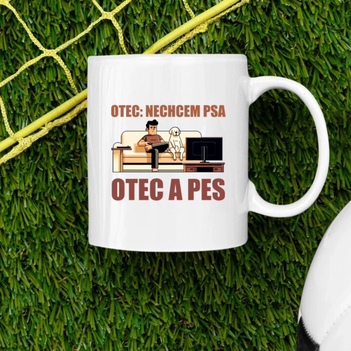 Otec: Nechcem psa, Otec a pes - keramický hrnček s potlačou