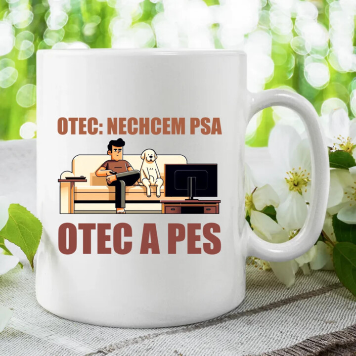 Otec: Nechcem psa, Otec a pes - keramický hrnček s potlačou