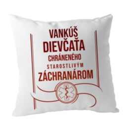 Vankúš dievčaťa chráneného starostlivým záchranárom - vankúš s potlačou