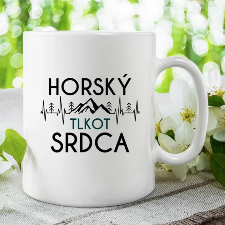 Horský tlkot srdca - keramický hrnček s potlačou