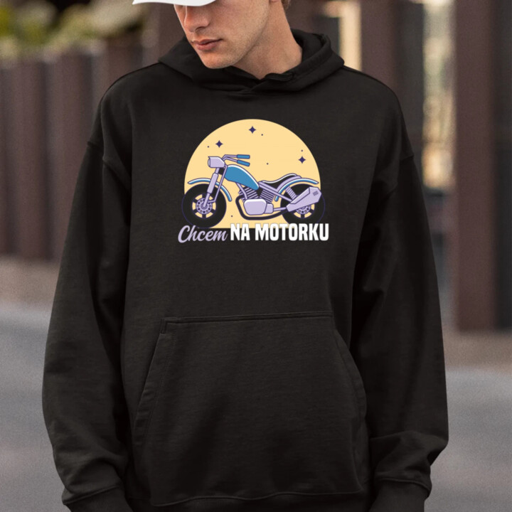 Chcem na motorku  - pánska mikina s potlačou
