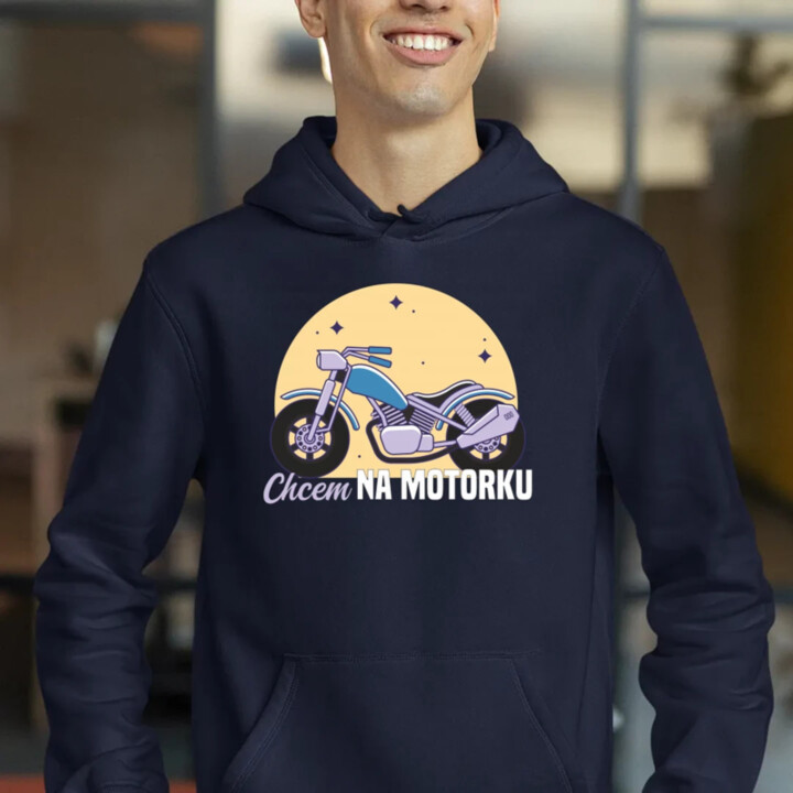 Chcem na motorku  - pánska mikina s potlačou