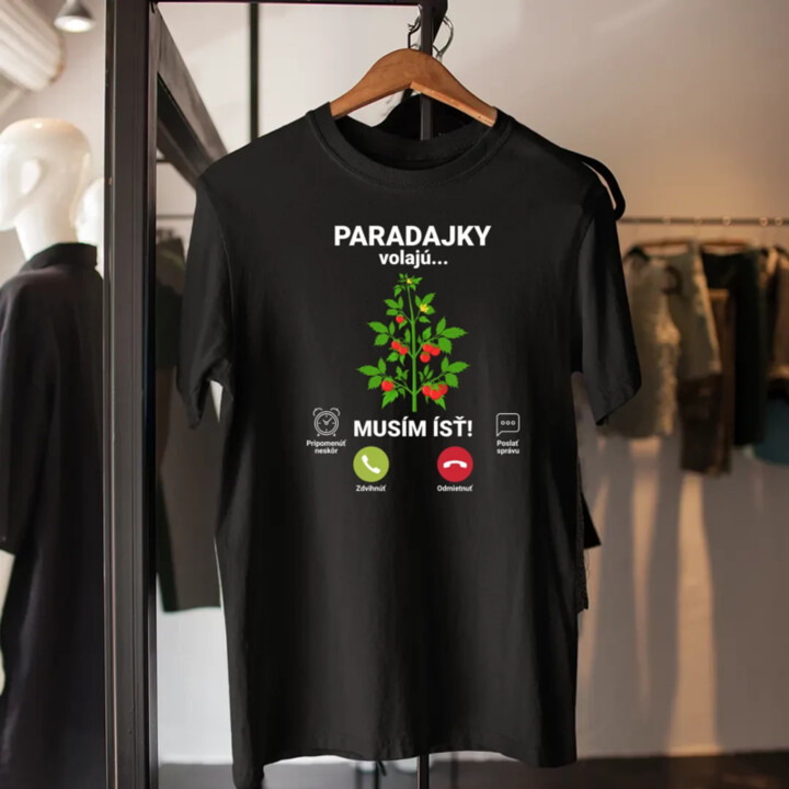 Paradajky volajú, musím ísť - pánske tričko s potlačou