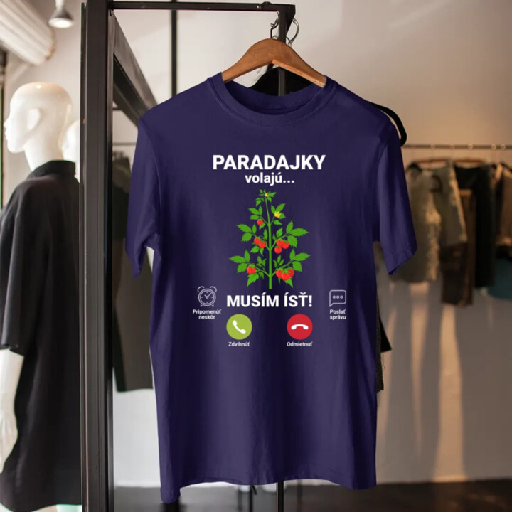Paradajky volajú, musím ísť - pánske tričko s potlačou