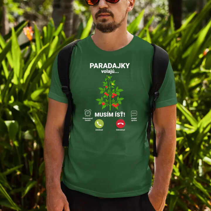 Paradajky volajú, musím ísť - pánske tričko s potlačou
