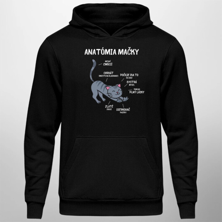 Anatómia mačky  - pánska mikina s potlačou