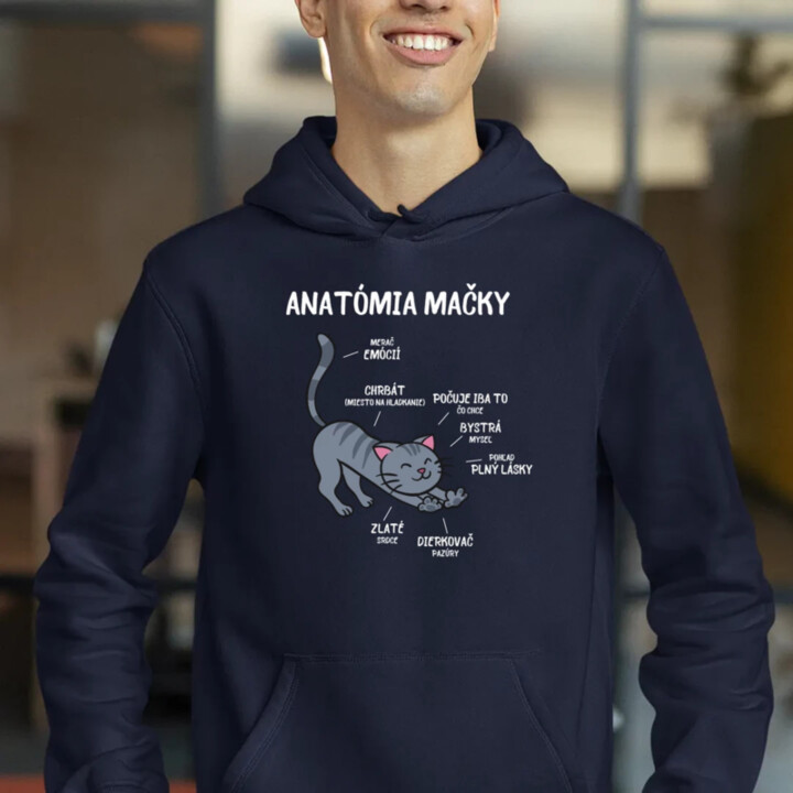 Anatómia mačky  - pánska mikina s potlačou