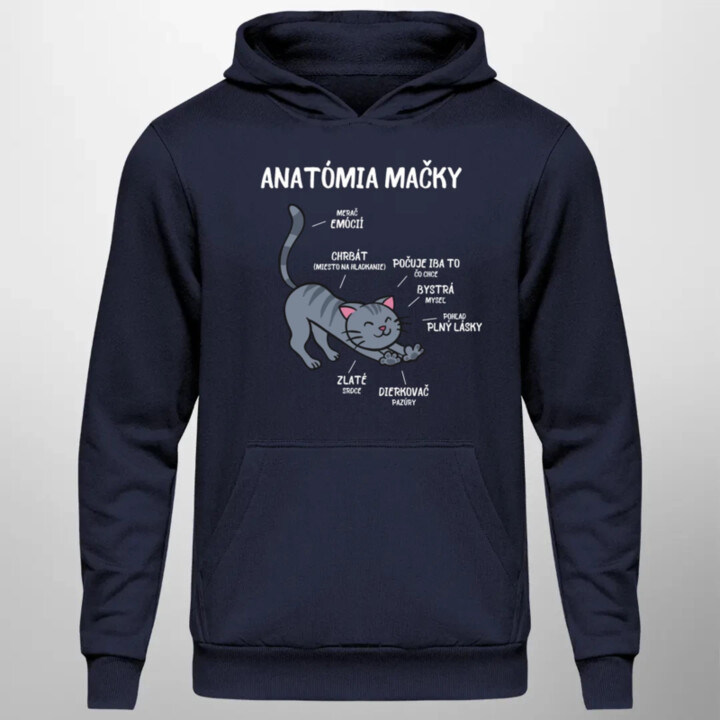 Anatómia mačky  - pánska mikina s potlačou
