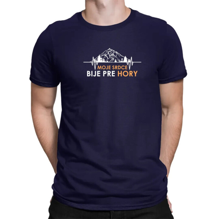 Moje srdce bije pre hory - pánske tričko s potlačou