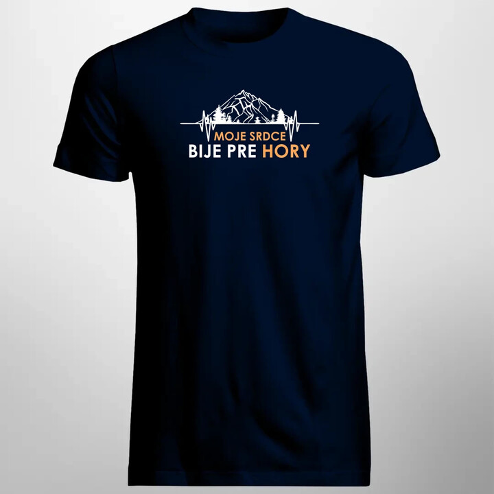 Moje srdce bije pre hory - pánske tričko s potlačou