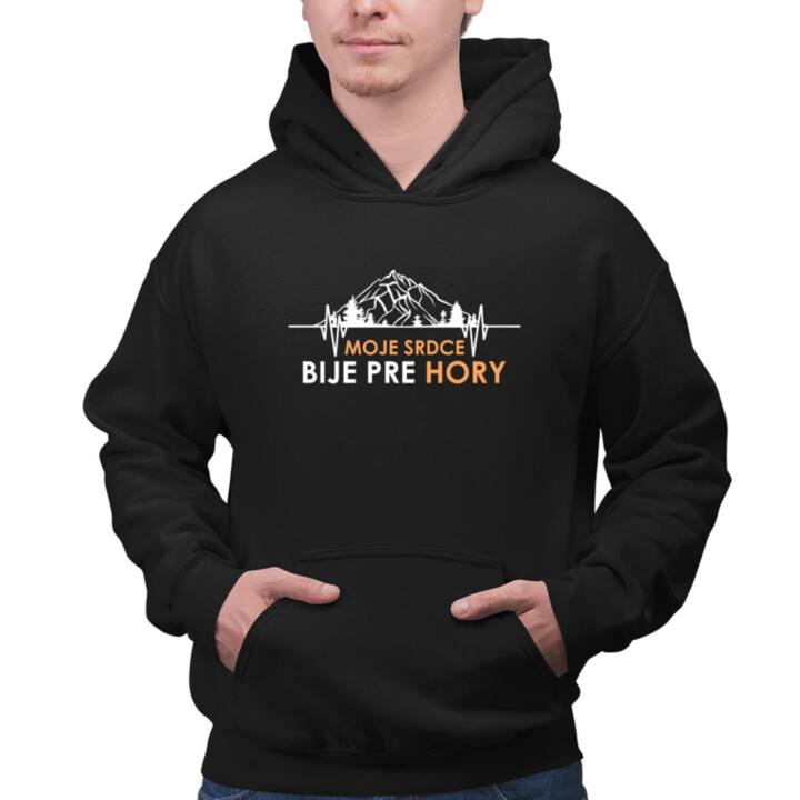 Moje srdce bije pre hory  - pánska mikina s potlačou