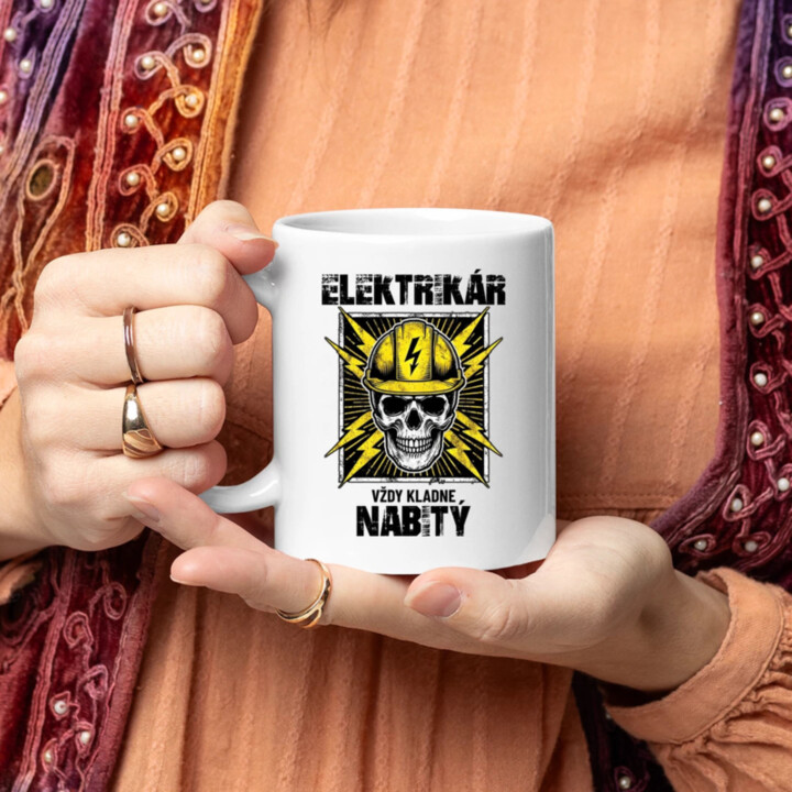 Elektrikár - vždy kladne nabitý - keramický hrnček s potlačou