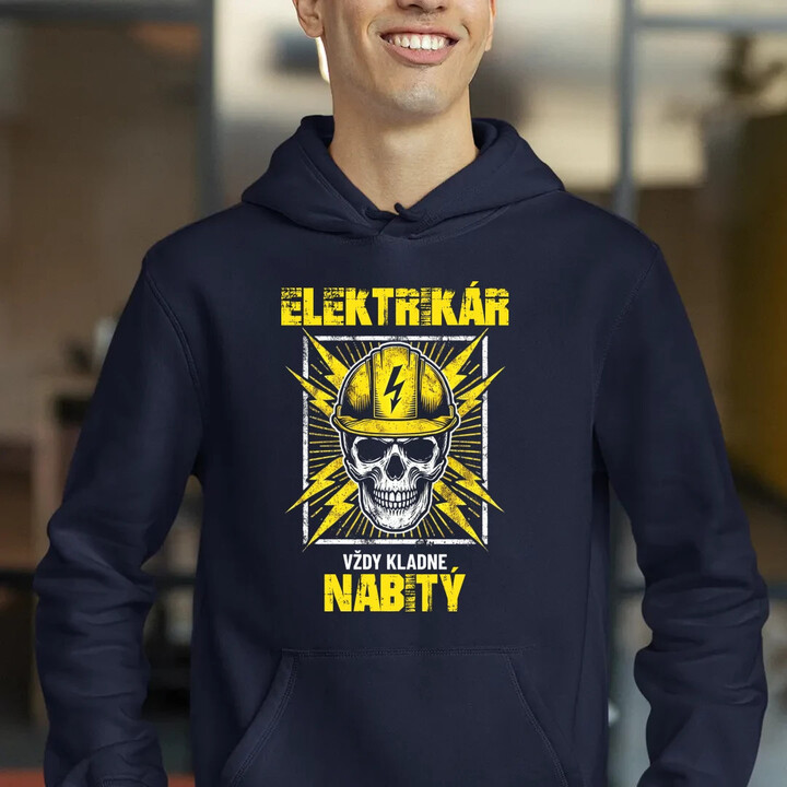 Elektrikár - vždy kladne nabitý  - pánska mikina s potlačou