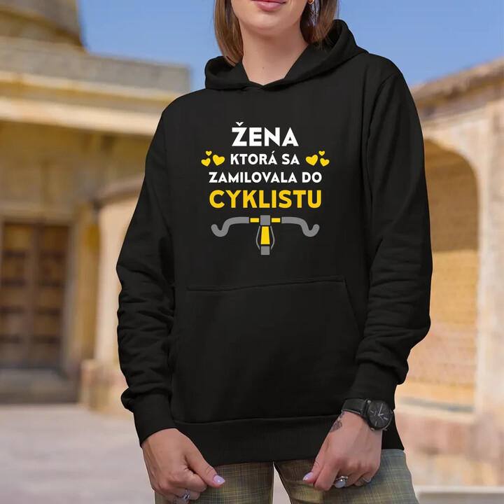 Žena, ktorá sa zamilovala do cyklistu  - dámska mikina s potlačou