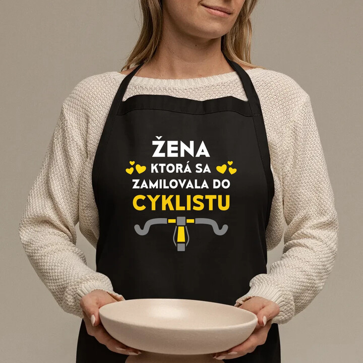 Žena, ktorá sa zamilovala do cyklistu - zástera s potlačou