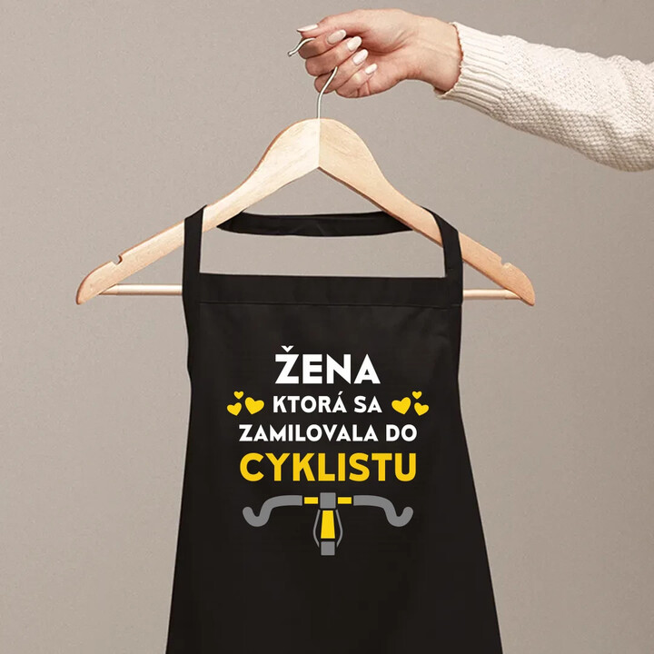 Žena, ktorá sa zamilovala do cyklistu - zástera s potlačou