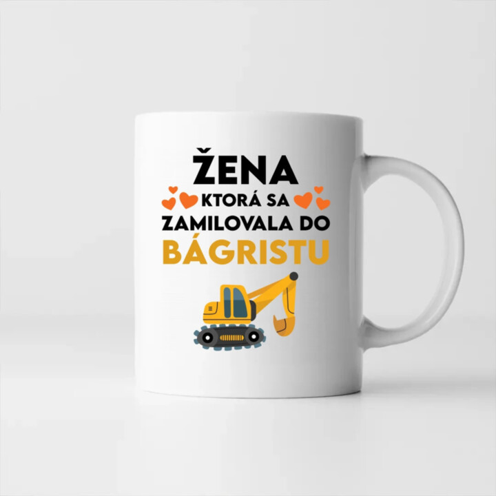 Žena, ktorá sa zamilovala do bágristu - keramický hrnček s potlačou