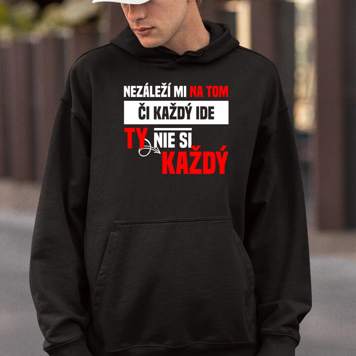 Nezáleží mi na tom, či každý ide  - pánska mikina s potlačou