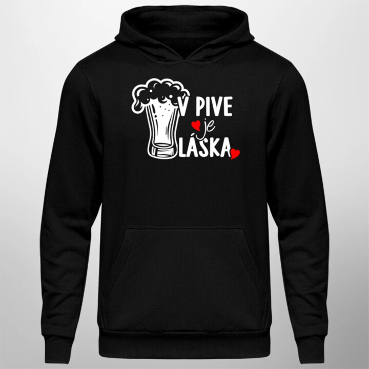 V pive je láska  - pánska mikina s potlačou