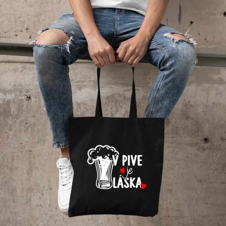 V pive je láska - taška s potlačou