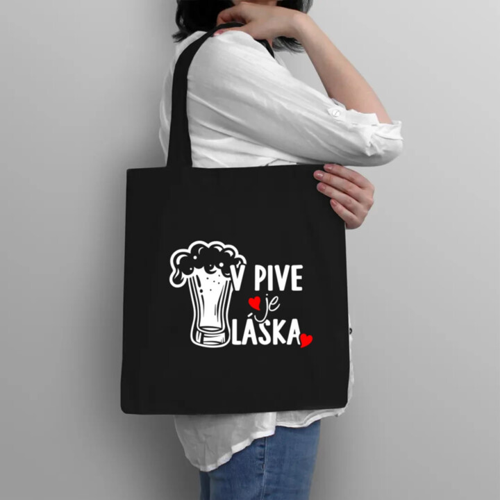 V pive je láska - taška s potlačou