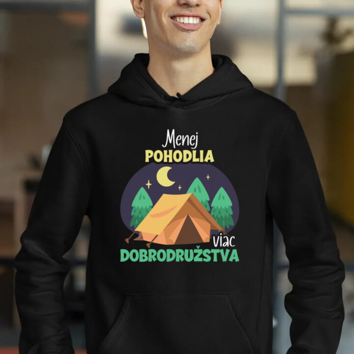 Menej pohodlia, viac dobrodružstva  - pánska mikina s potlačou