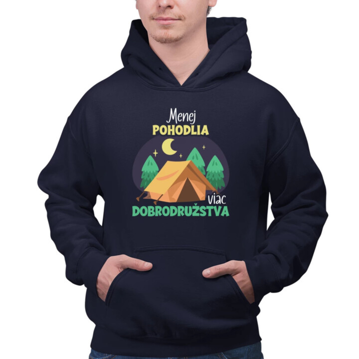 Menej pohodlia, viac dobrodružstva  - pánska mikina s potlačou