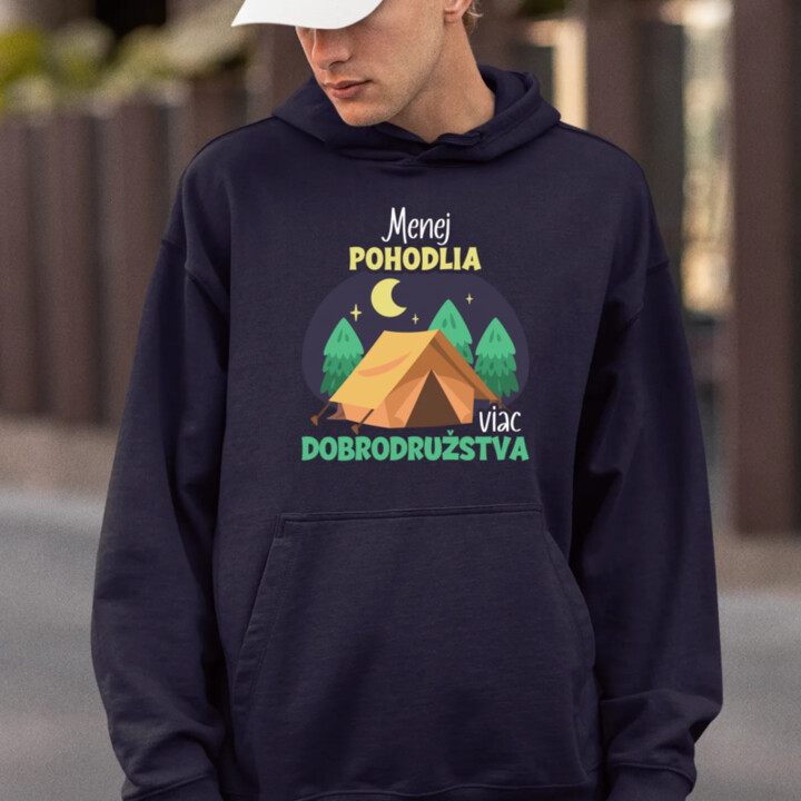 Menej pohodlia, viac dobrodružstva  - pánska mikina s potlačou