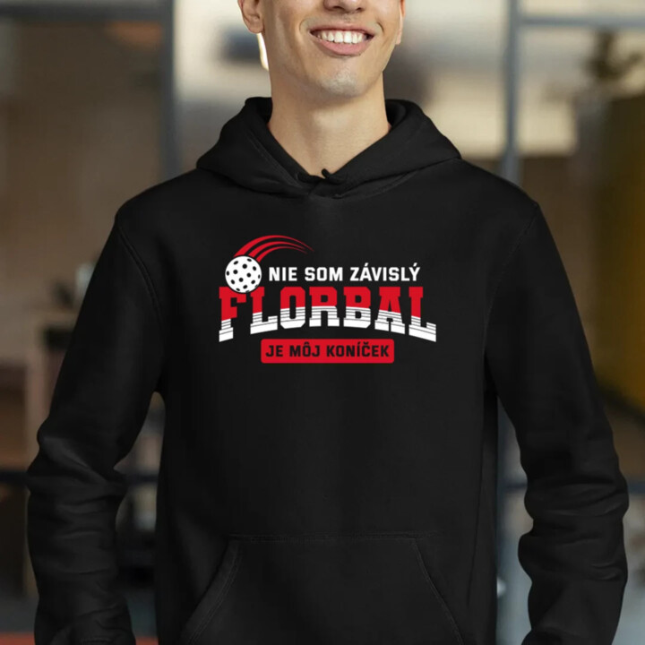 Nie som závislý - florbal je môj koníček  - pánska mikina s potlačou