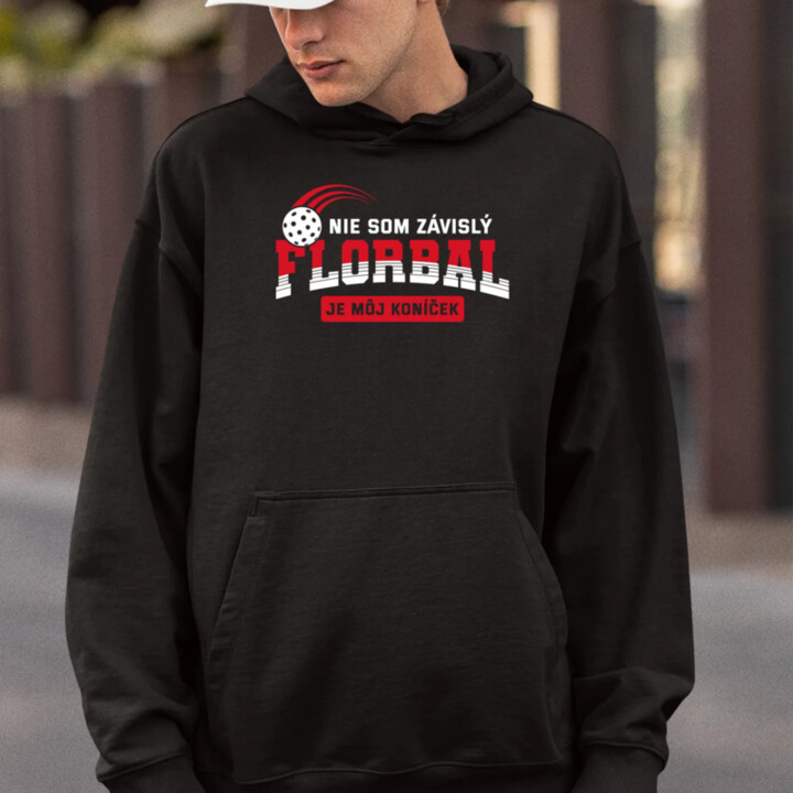 Nie som závislý - florbal je môj koníček  - pánska mikina s potlačou