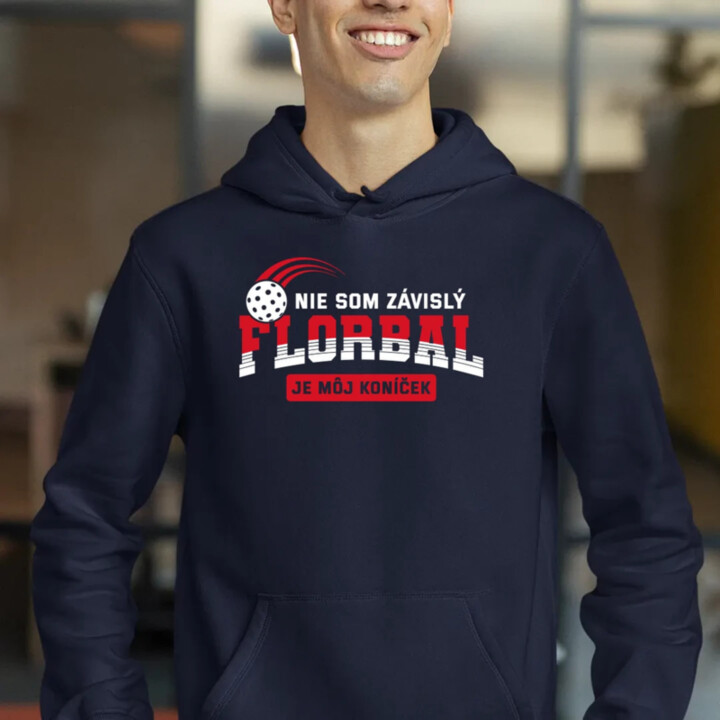 Nie som závislý - florbal je môj koníček  - pánska mikina s potlačou