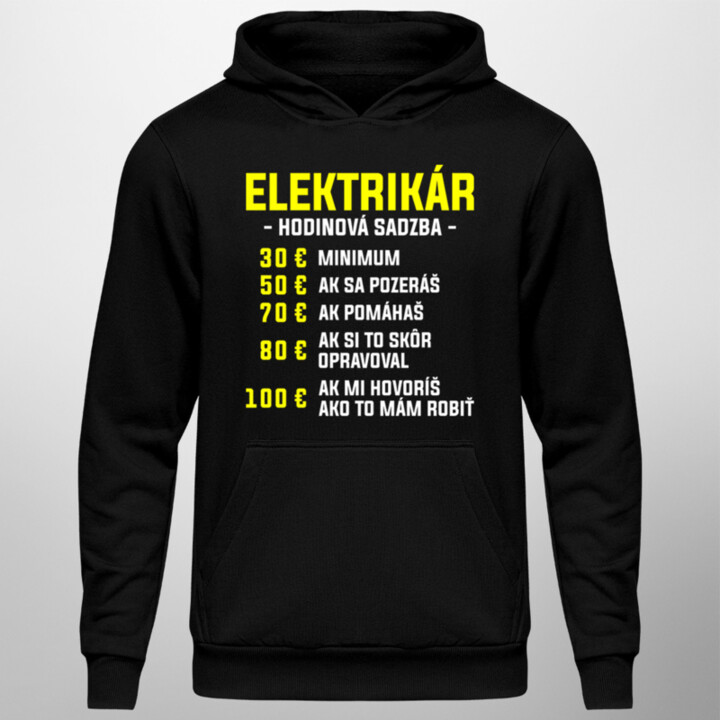 Elektrikár - hodinová sadzba - pánska  mikina s potlačou