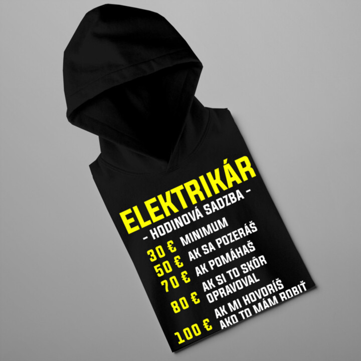 Elektrikár - hodinová sadzba - pánska  mikina s potlačou